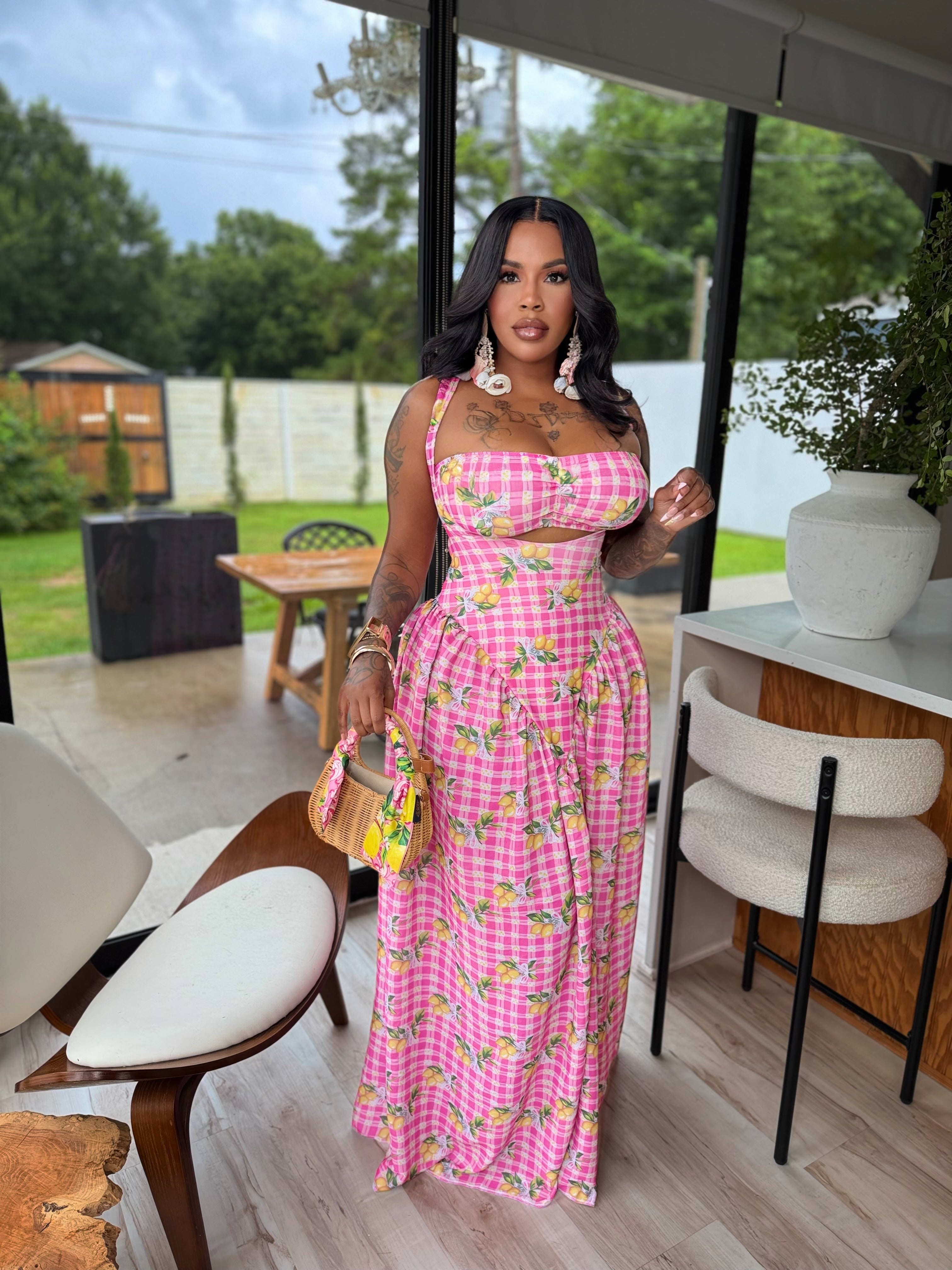 Pink luxury maxi 2 pcs dress