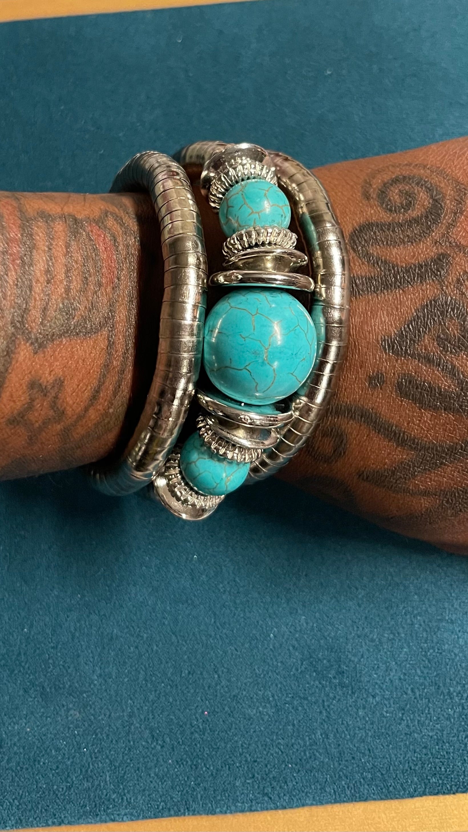Teal gem wrap bracelet