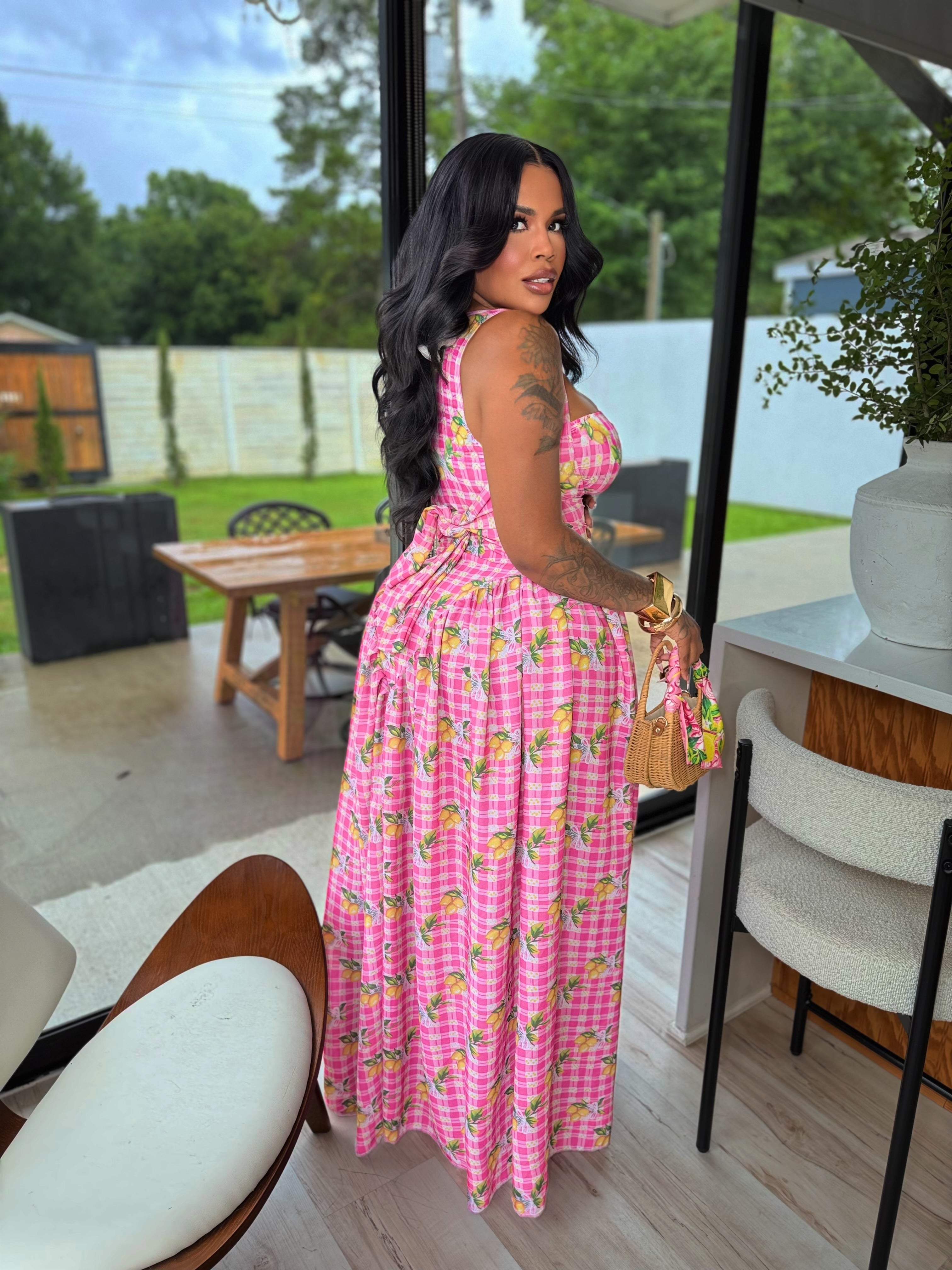 Pink luxury maxi 2 pcs dress