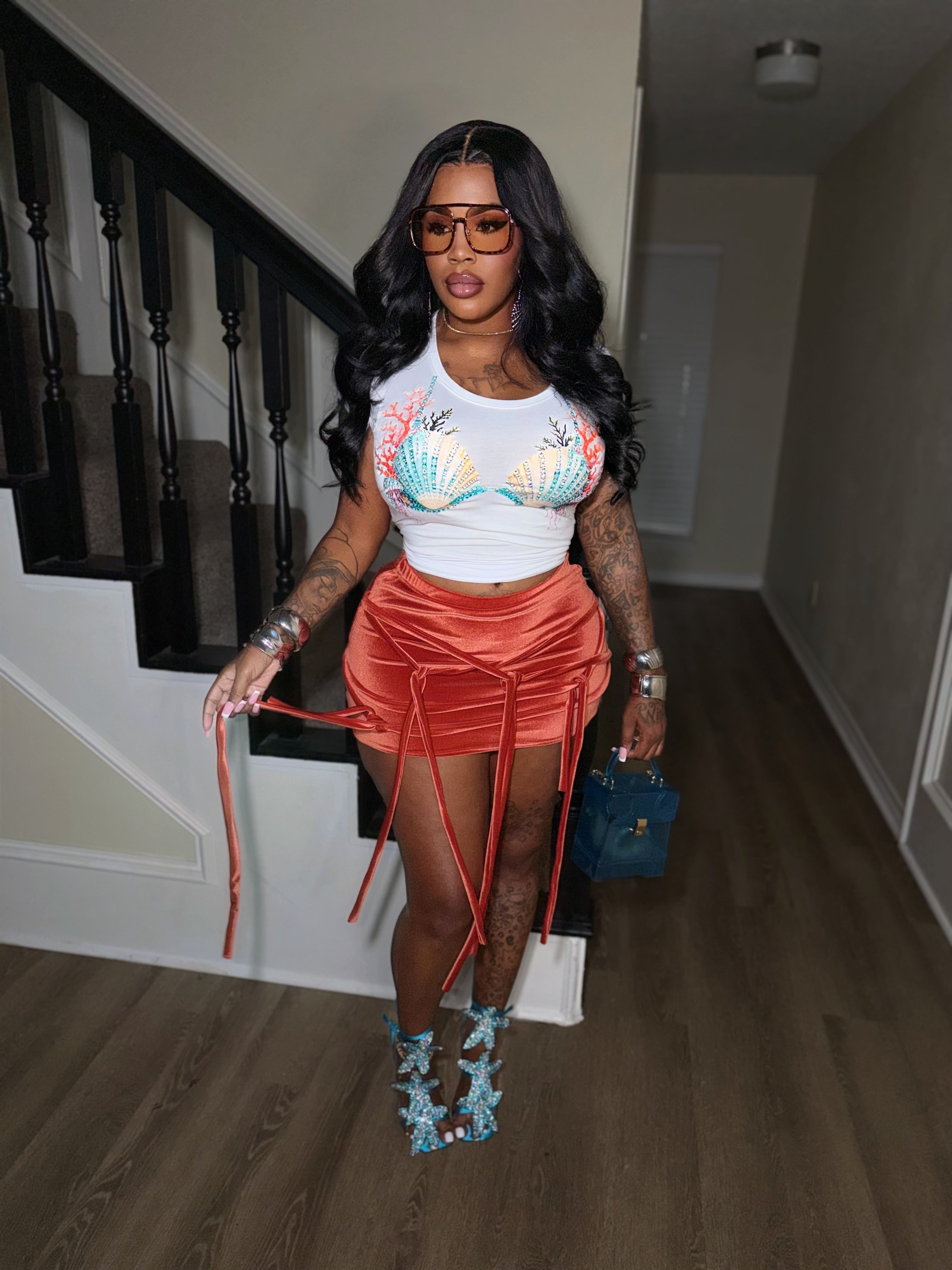 Ruched mini skirt