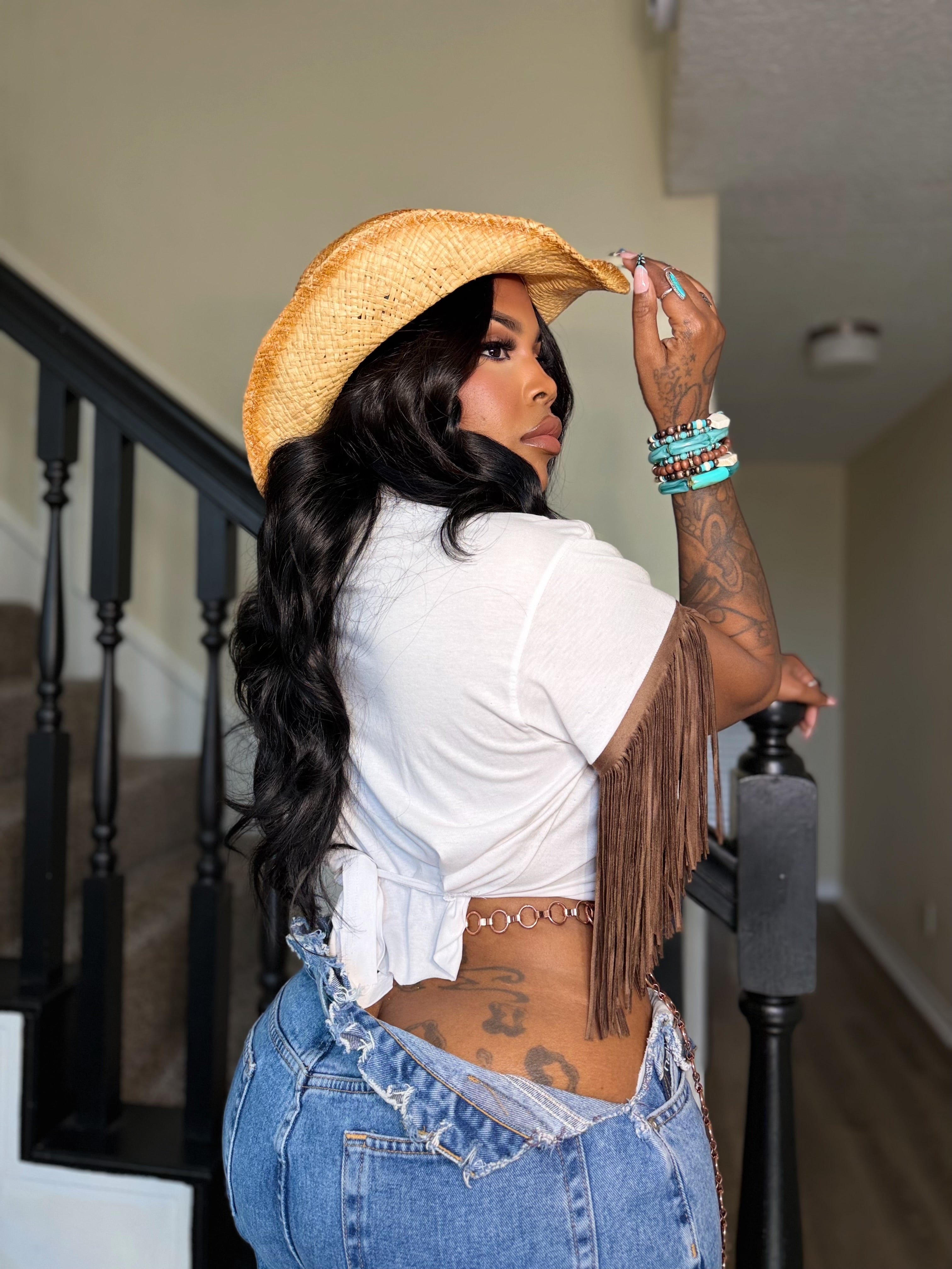 Bow tie cow print tee