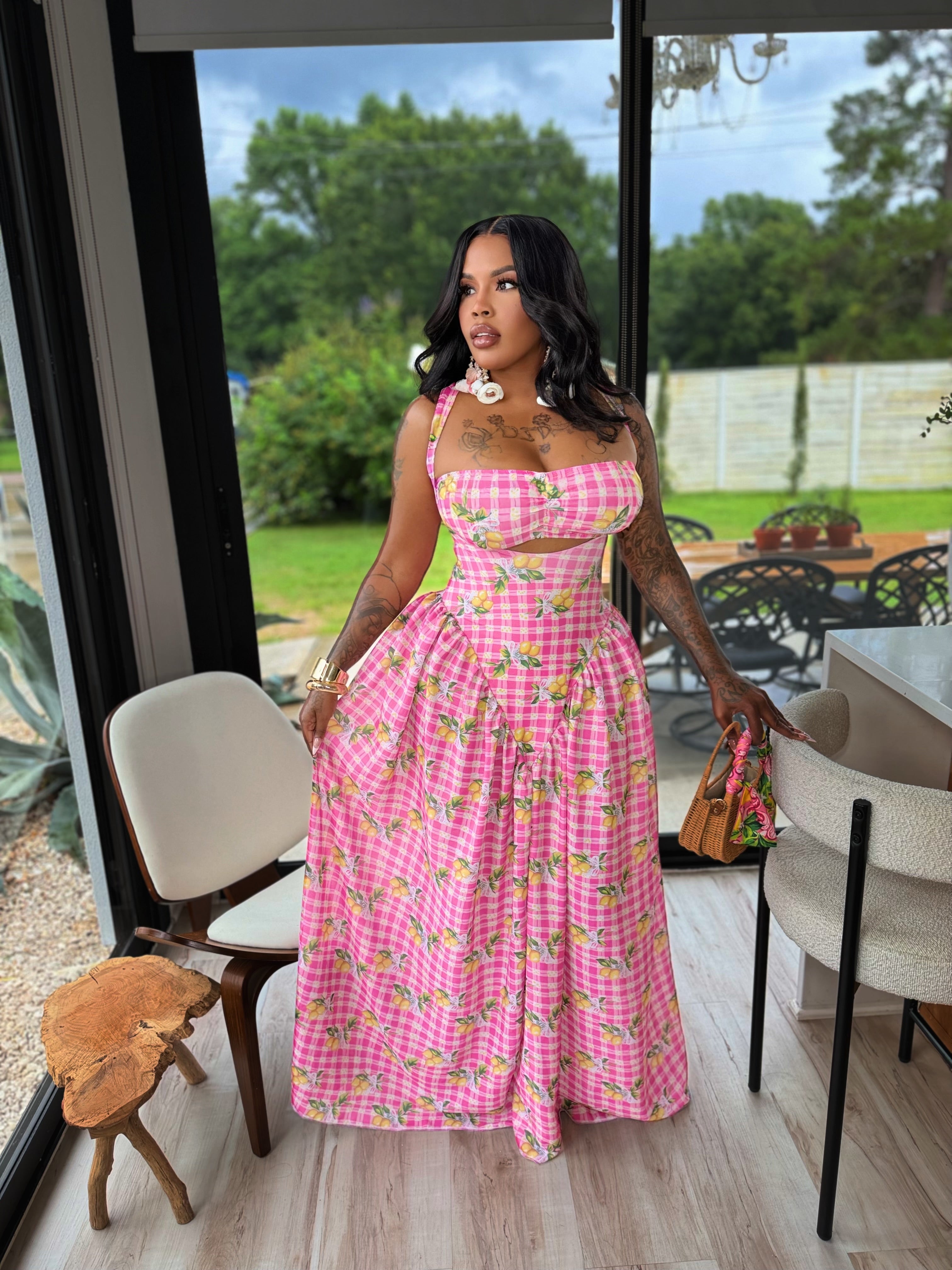 Pink luxury maxi 2 pcs dress
