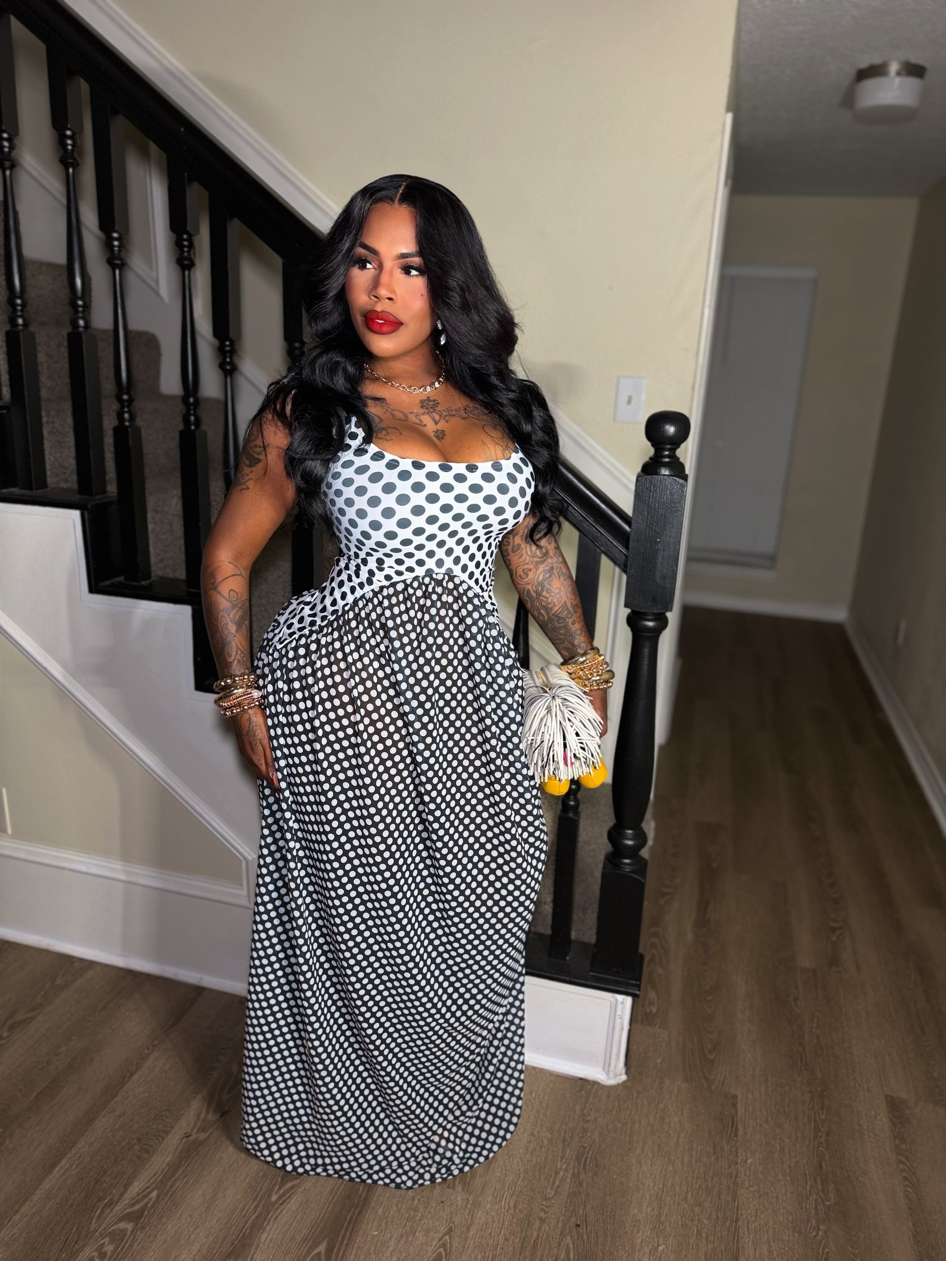 Polka Dot Elegance Maxi Dress