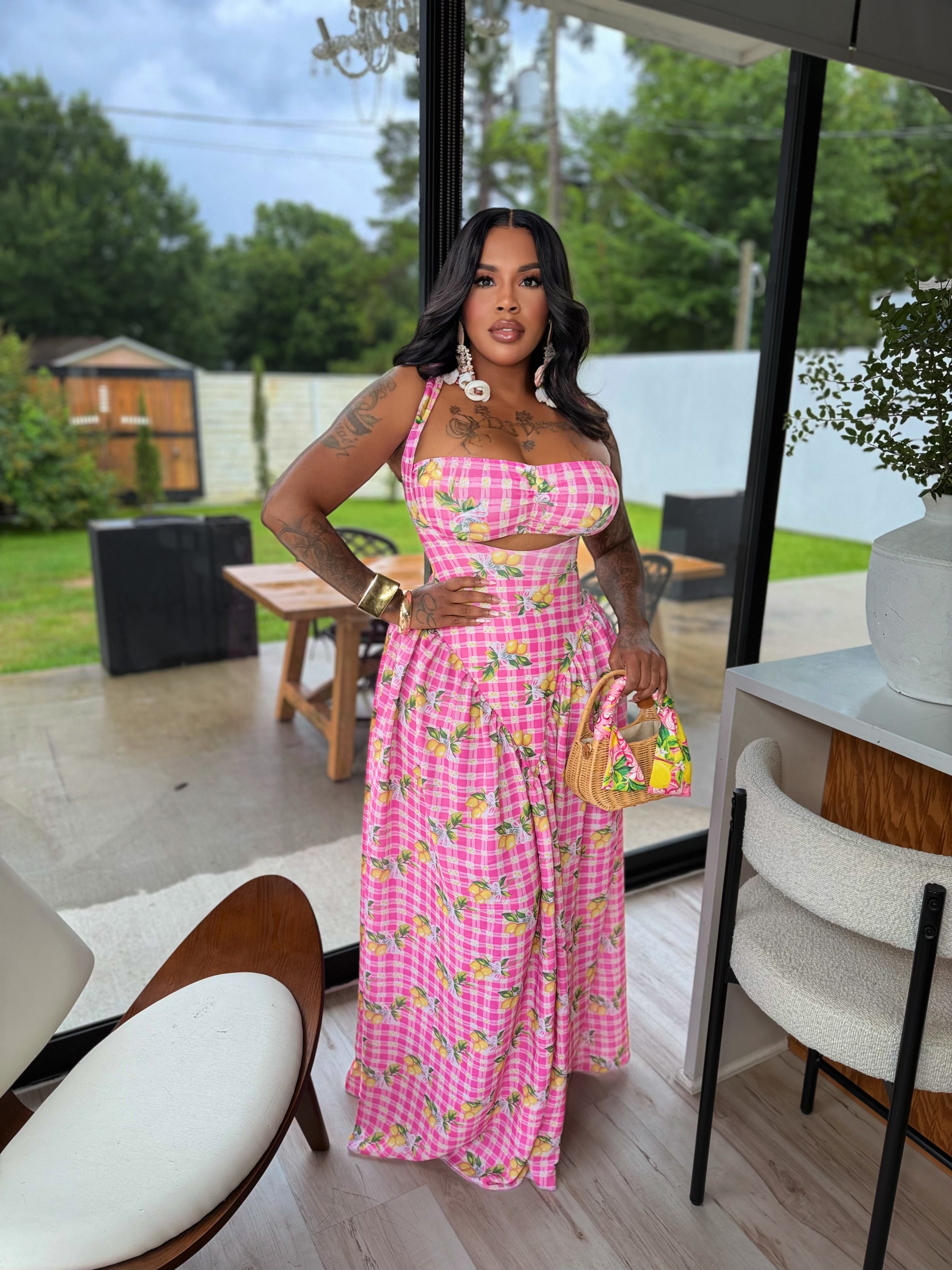 Pink luxury maxi 2 pcs dress