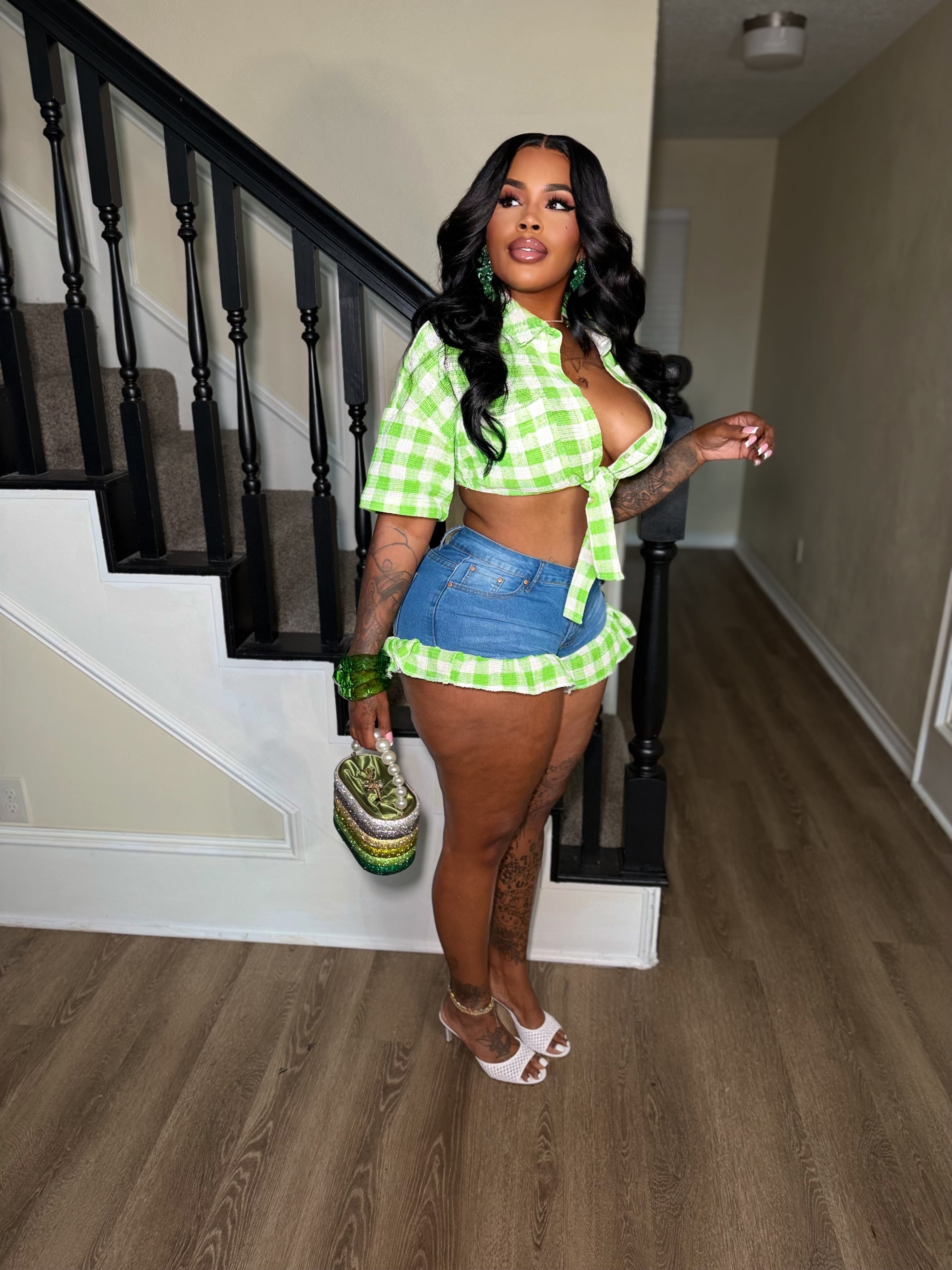 Lime luxe gingham top