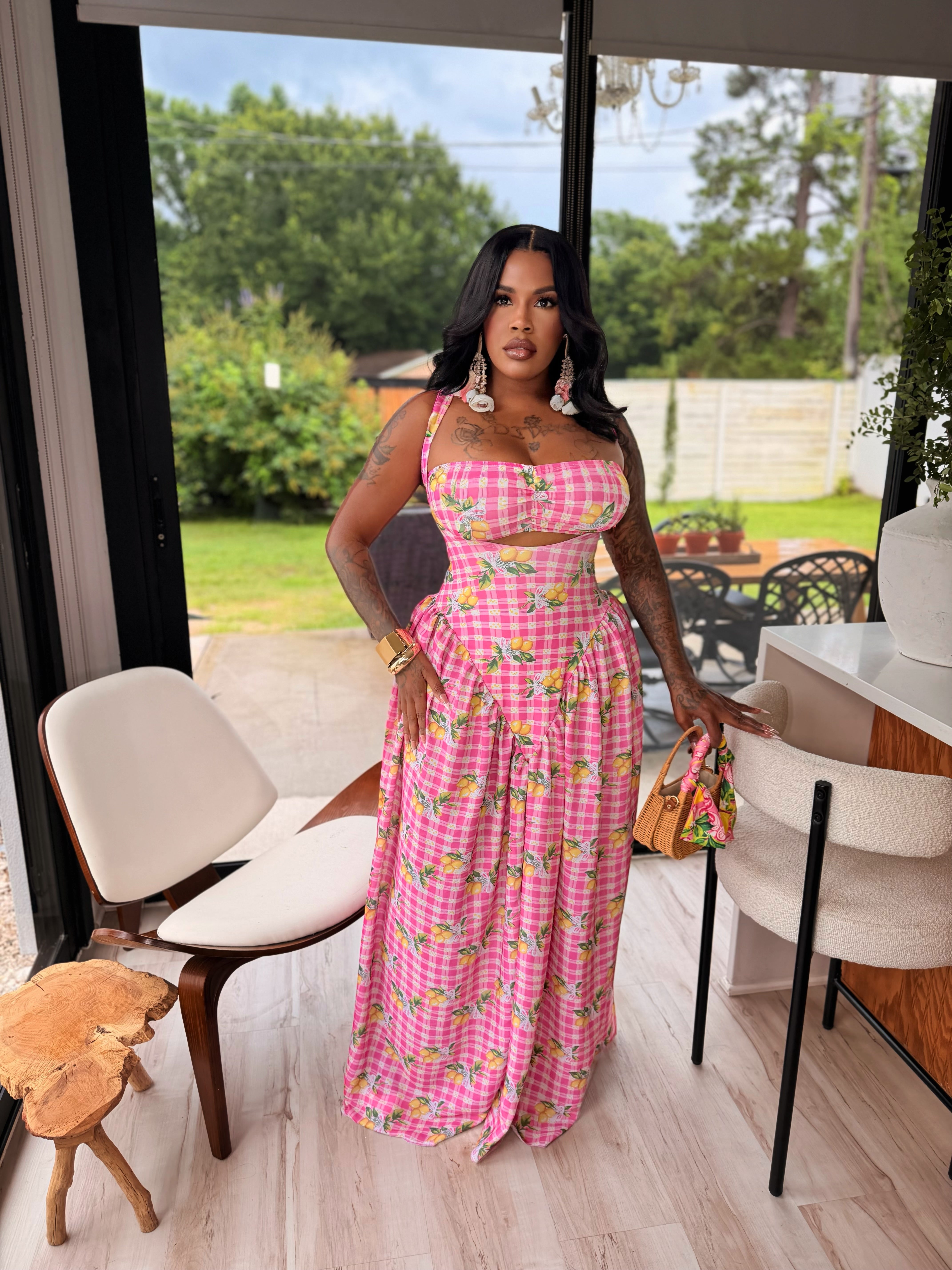 Pink luxury maxi 2 pcs dress