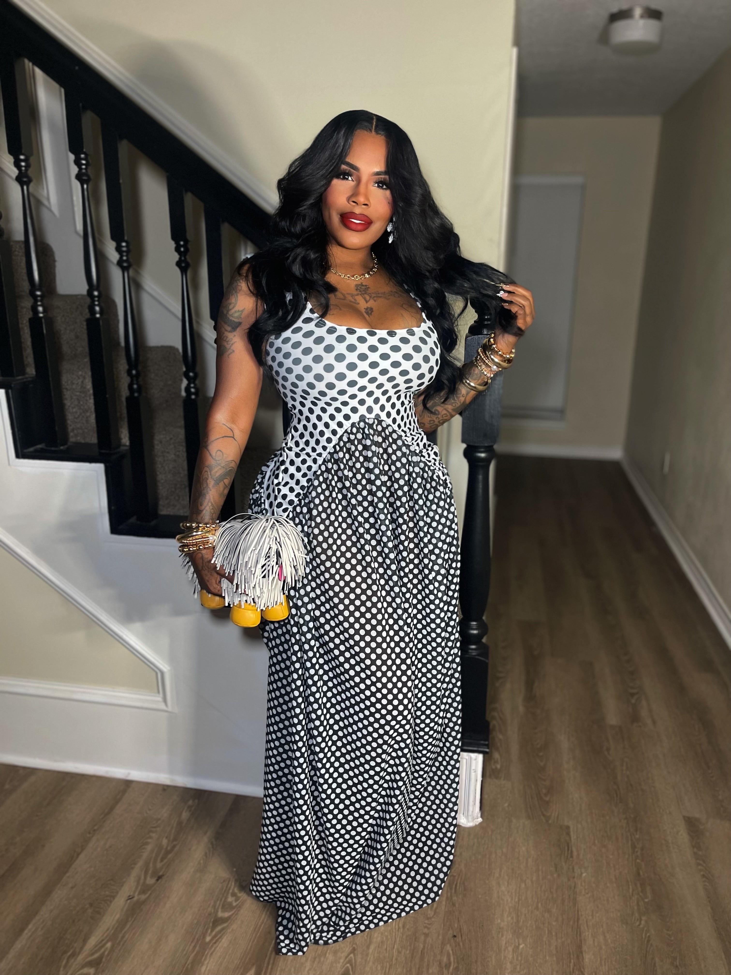 Polka Dot Elegance Maxi Dress