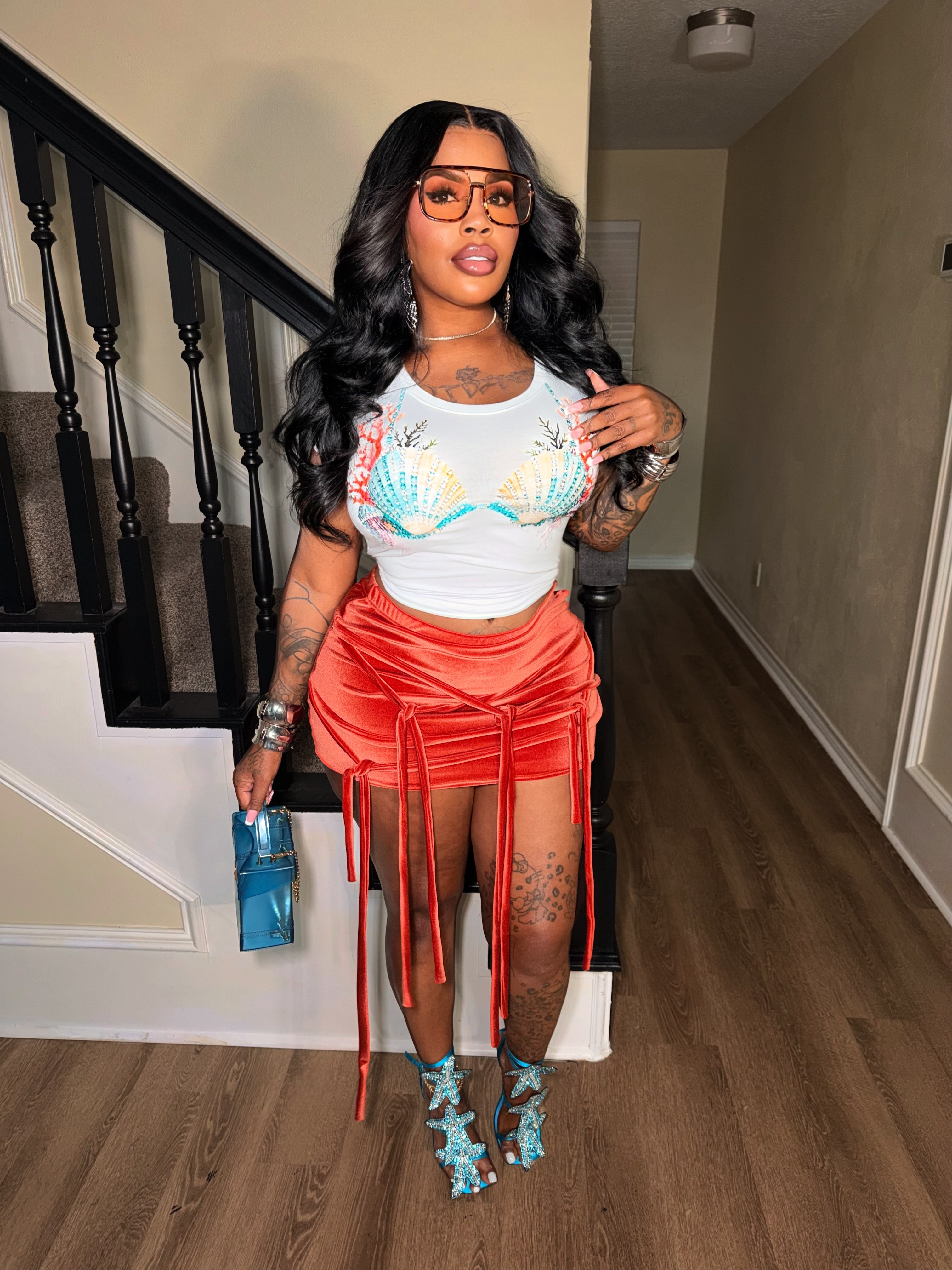 Ruched mini skirt