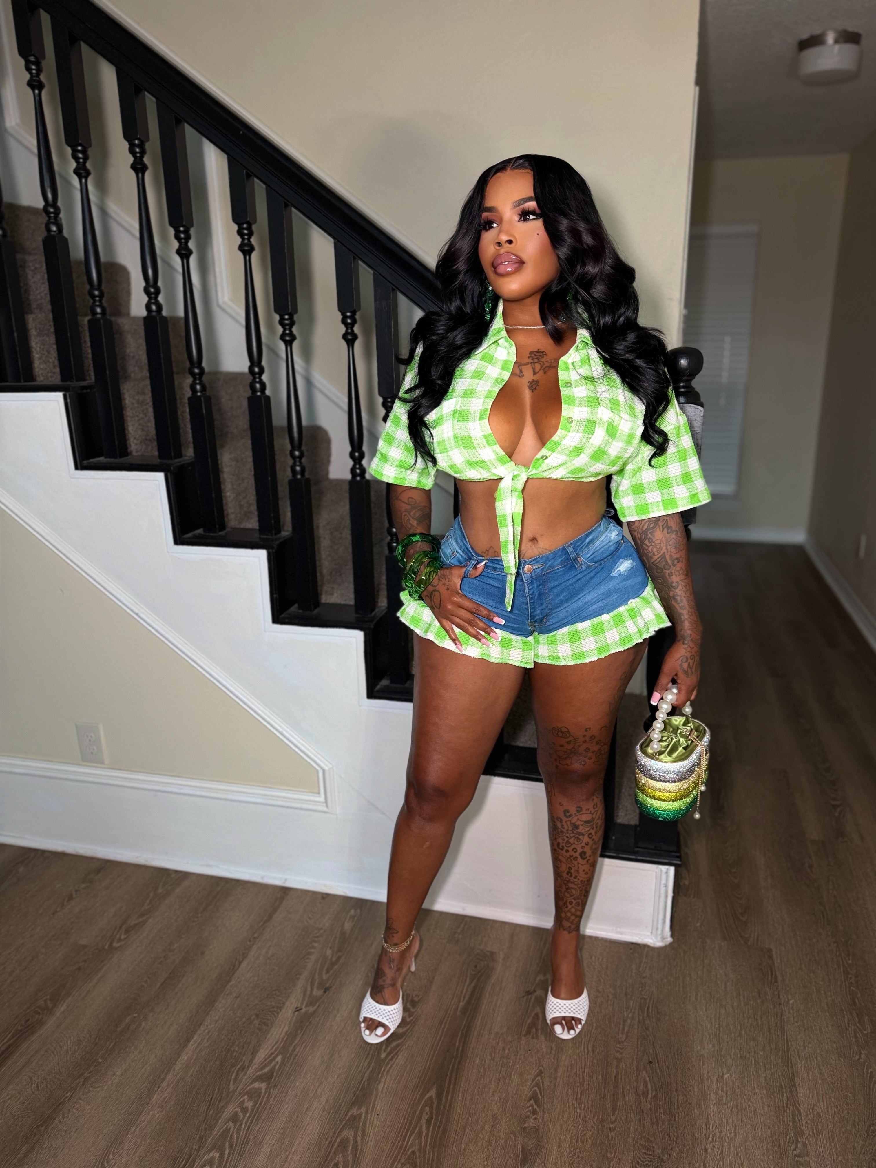 Lime luxe gingham top