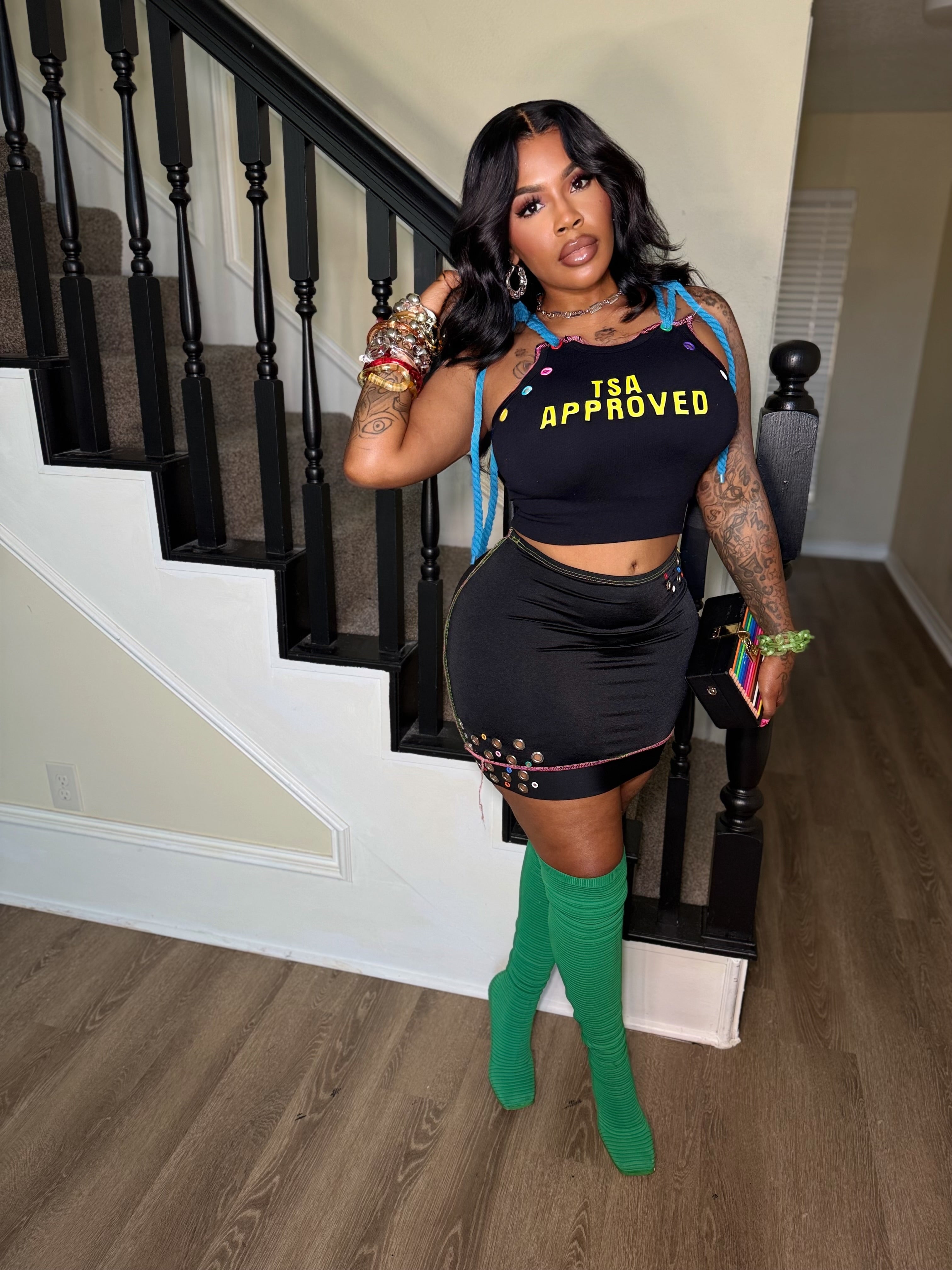 Colorful eyelet skirt