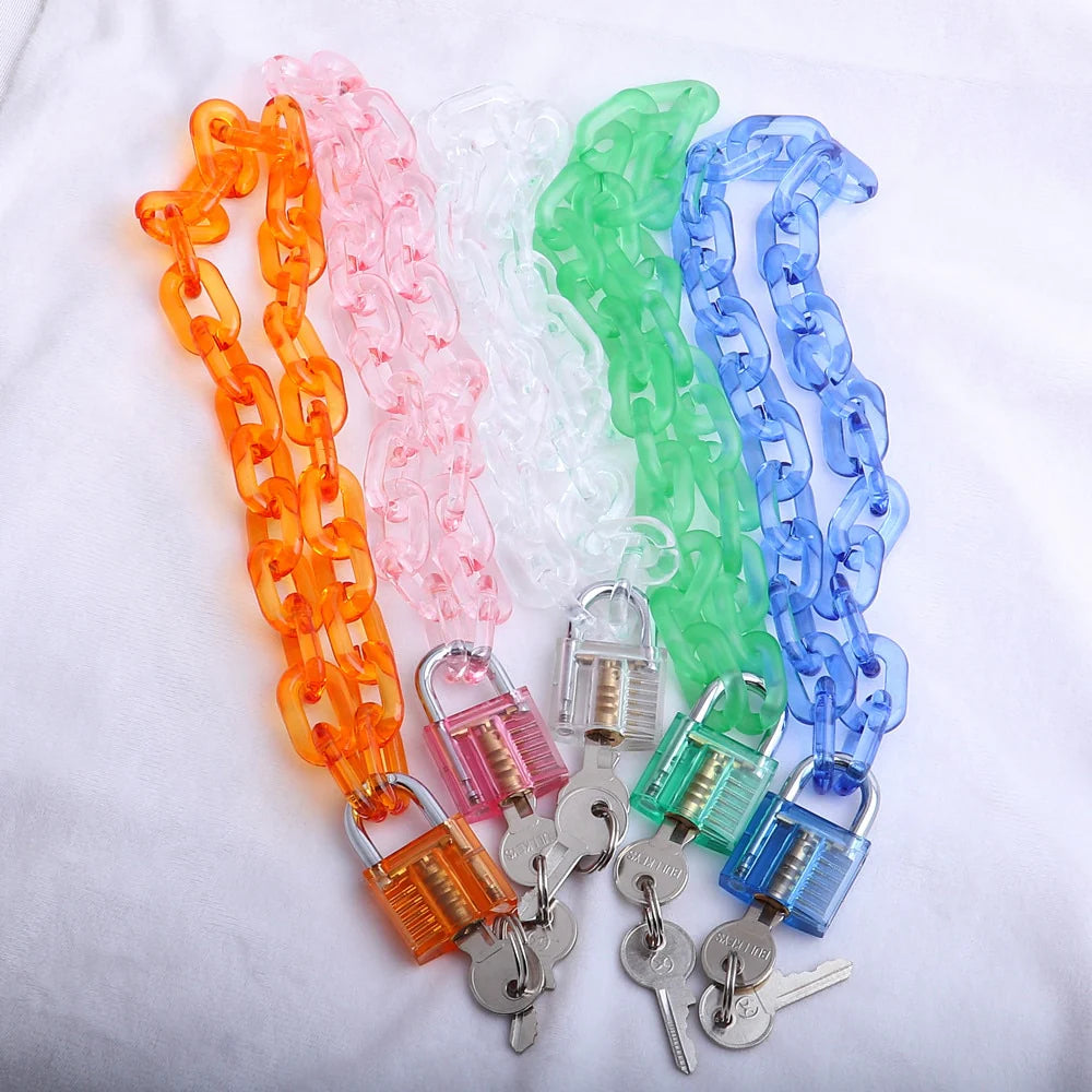 Transparent Chain Collar Padlock Necklace