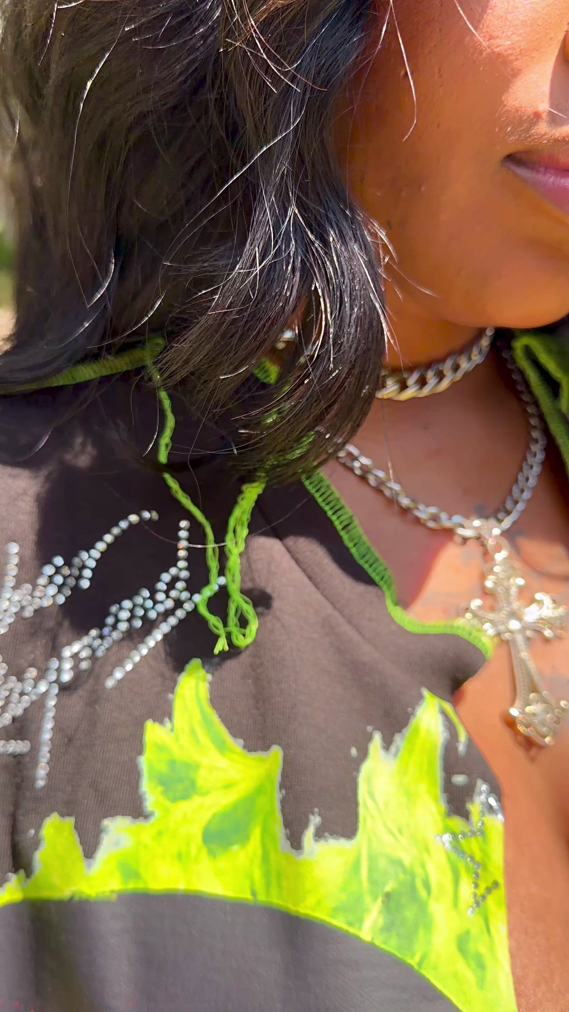 Green R&B lace up tee